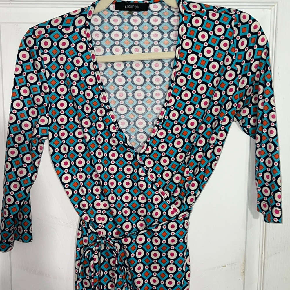 41 Hawthorn retro print wrap dress XS